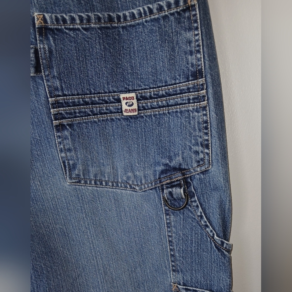 Paco Utility Fit Denim Utility Jeans Mens 40×33 Loose Baggy 90's Streetwear - Picture 6 of 7